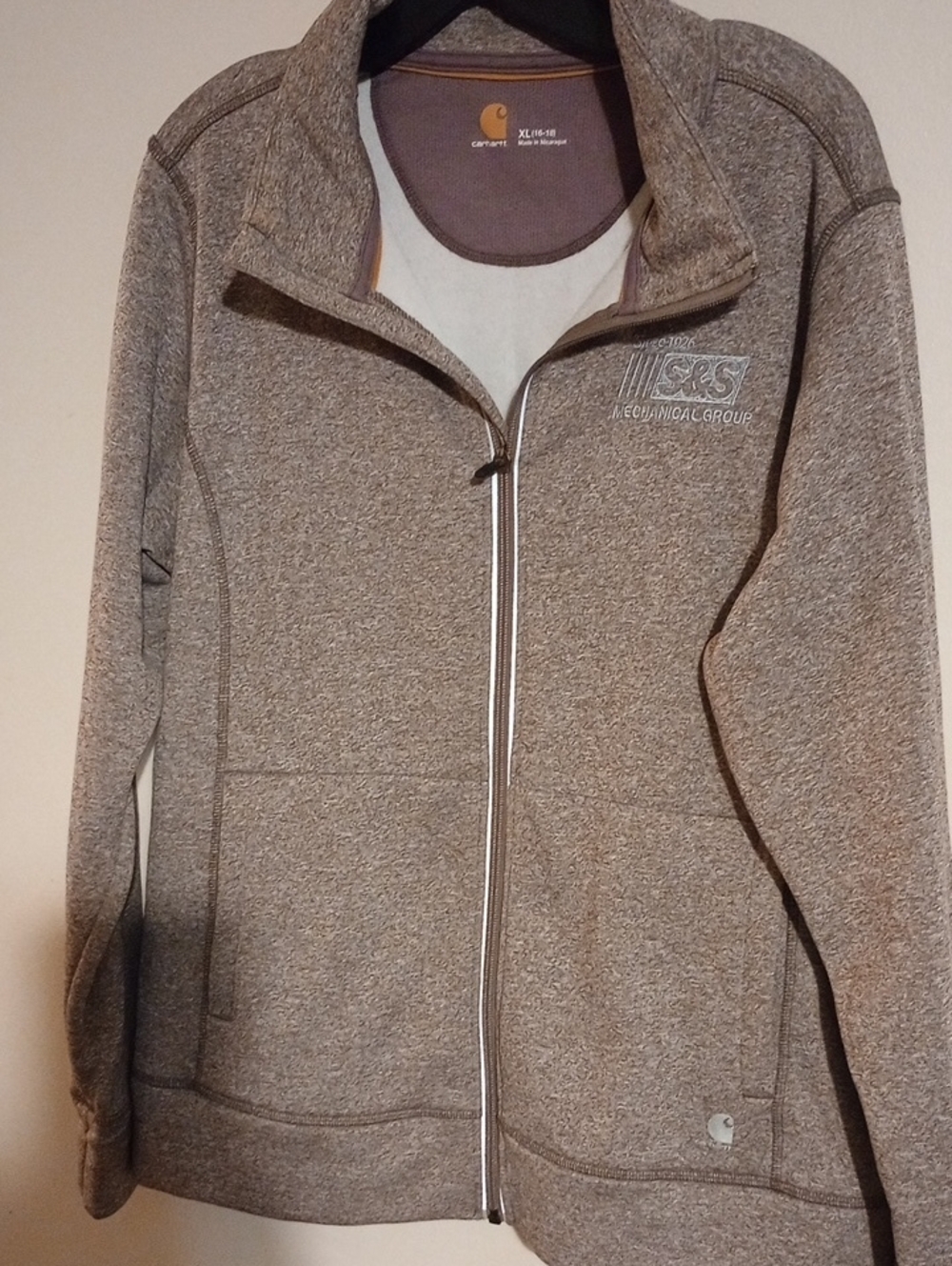 Carhartt Brown/Gray Polyester Heathered I' Full-Zip Youth Fleece Full Zip Jacket